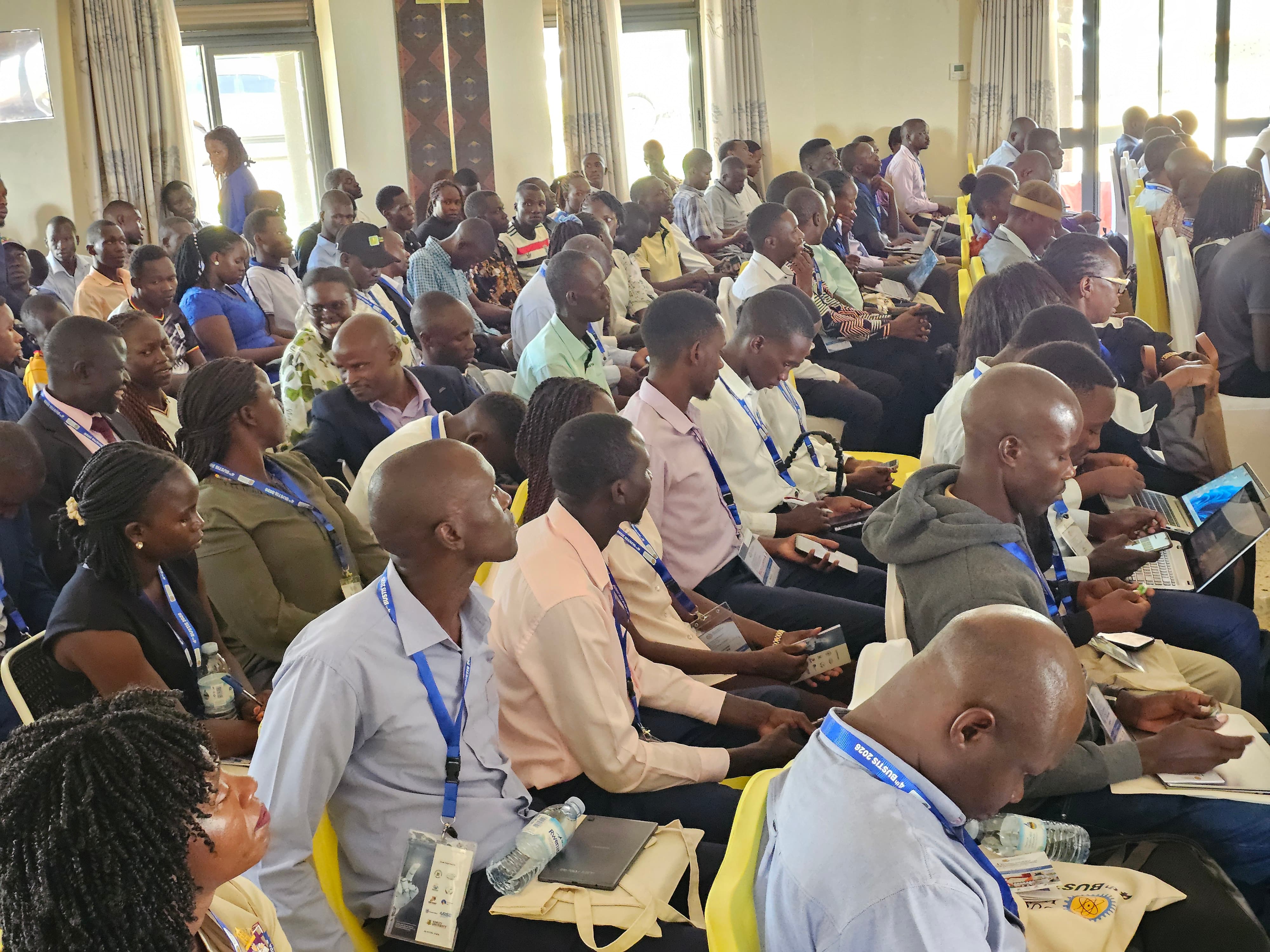 Participants follow proceedings during the 4th Busitema University Annual Science, Technology and Innovation Symposium at Hursey Resort Hotel in Soroti.