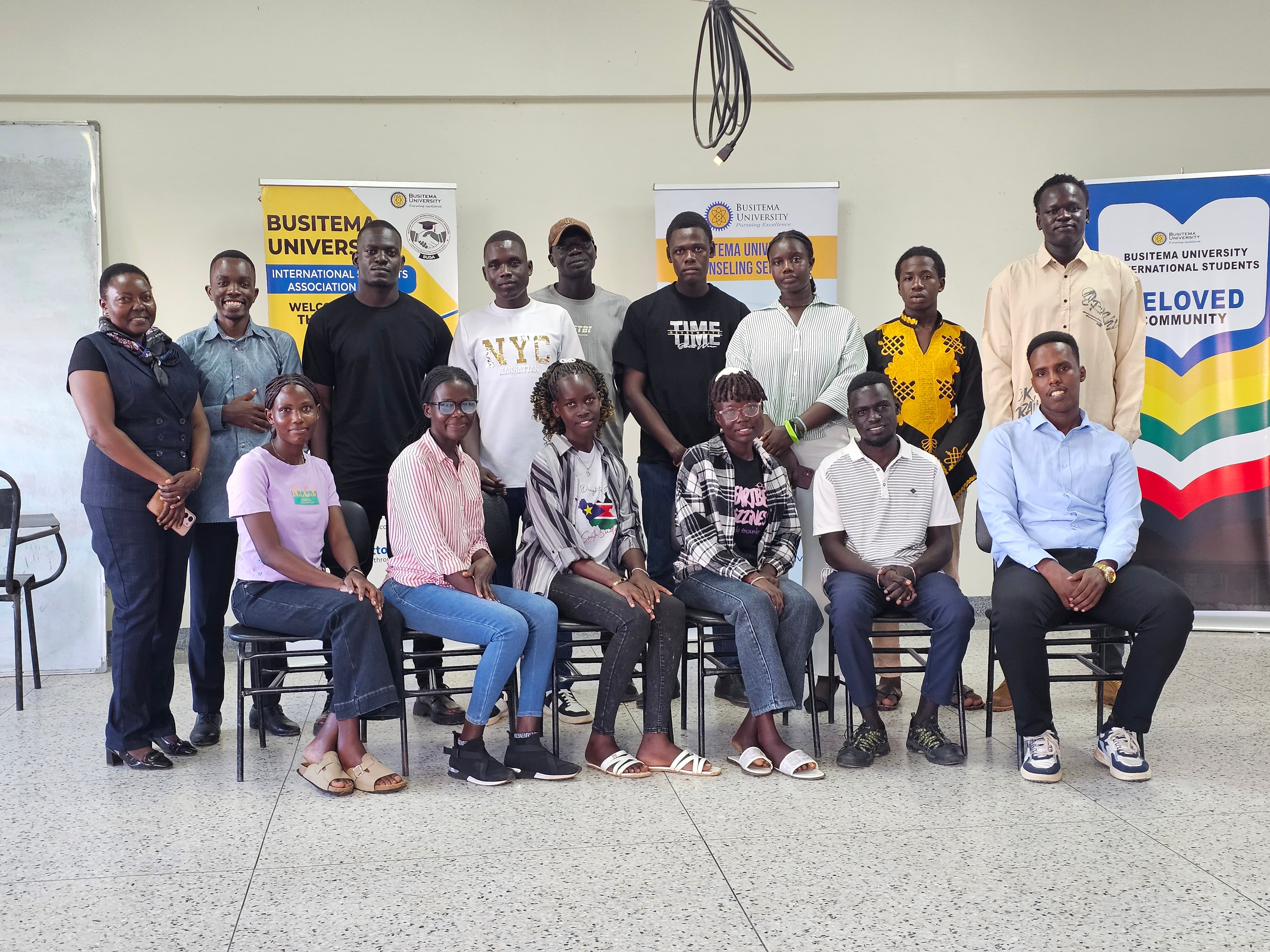 First-year international students pose for a group photograph during the third International Students’ Orientation at Namasagali Campus on 18 October 2026.