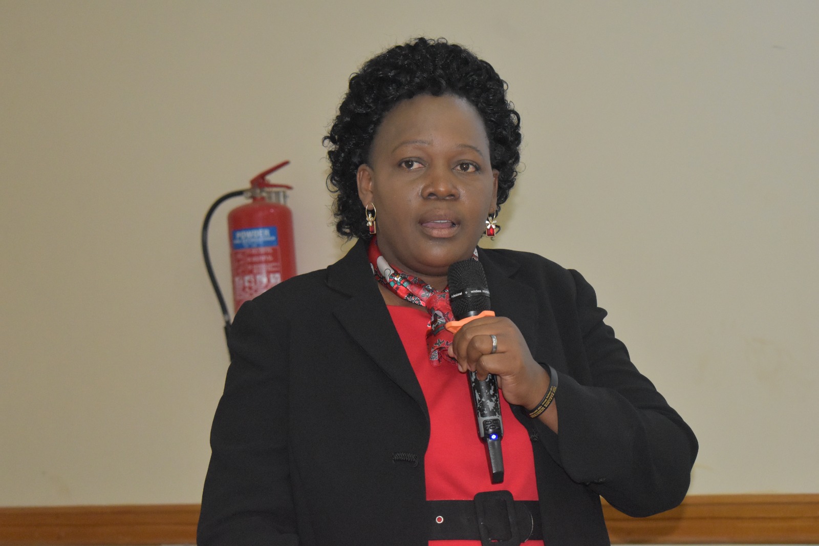 Dr. Mercy Wanyana, Chief Human Resources Officer, makes a presentation on aligning staff appraisal with the CEO Assessment Tool