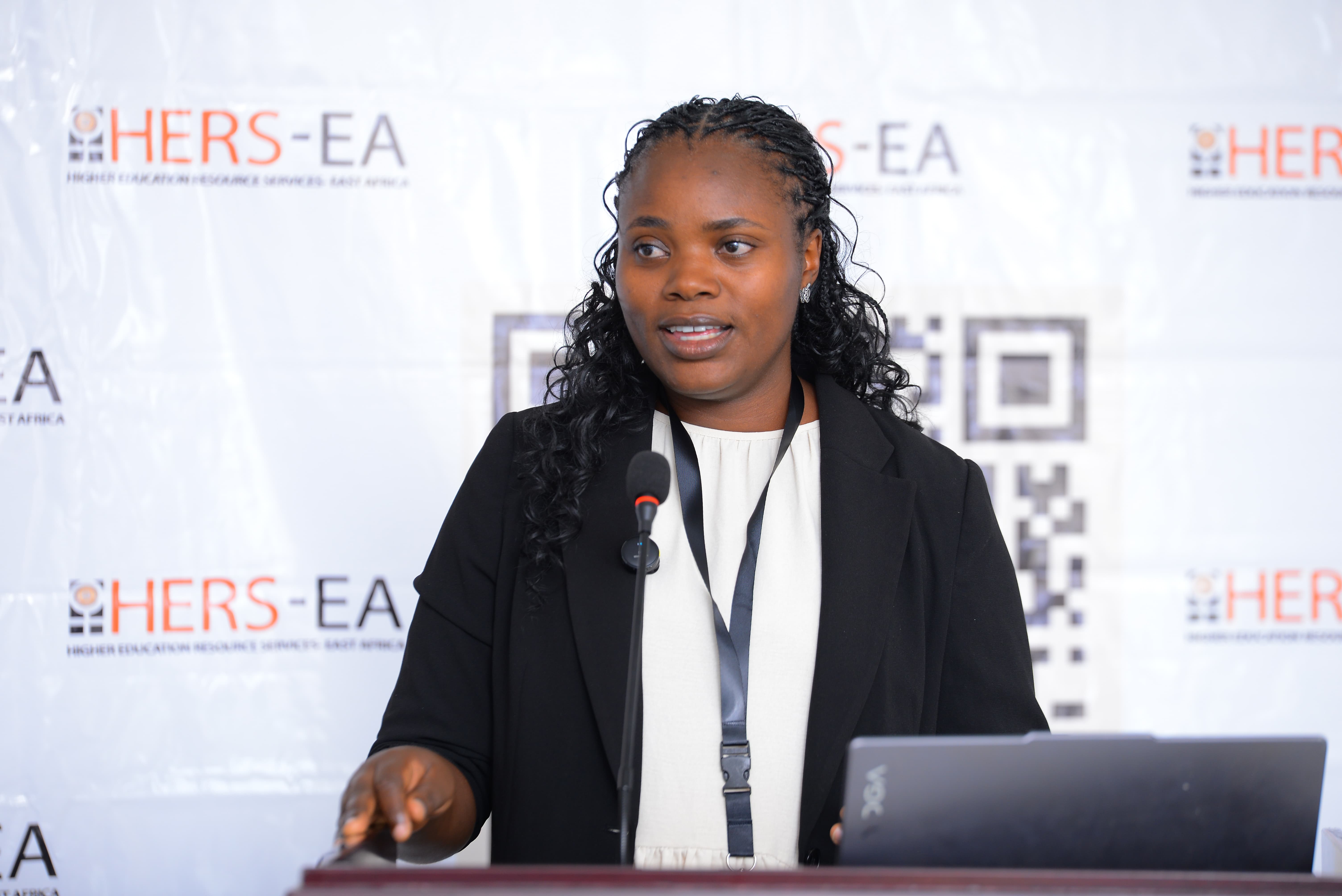 Dr. Godliver Owomugisha, Head of the Busitema Artificial Intelligence and Interdisciplinary Research Group, delivers a presentation during the 9th HERS-East Africa Leadership Academy