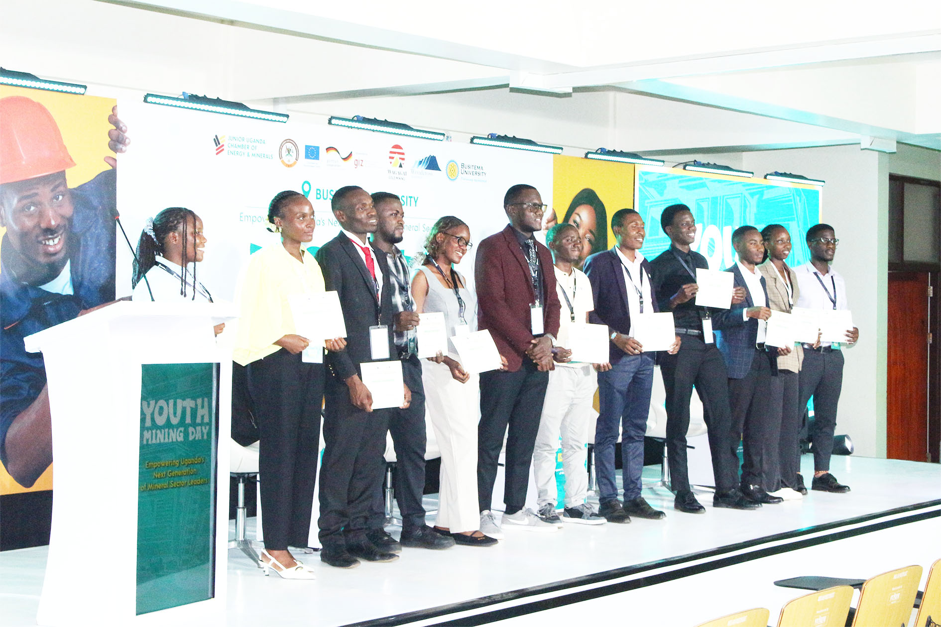 Participants receive certificates in recognition of their contribution to the Youth Mining Day engagement.
