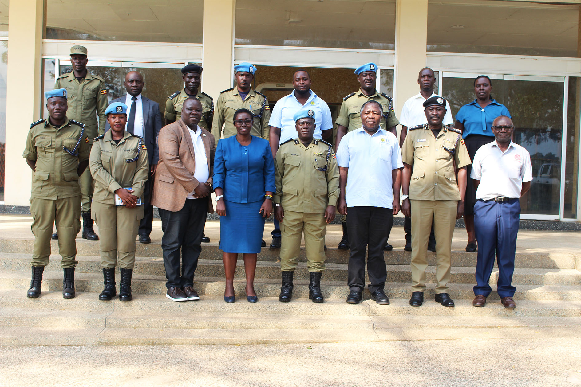 Marine Police officers and Busitema University staff pose for a group photograph after discussions on a proposed partnership to advance maritime education and training