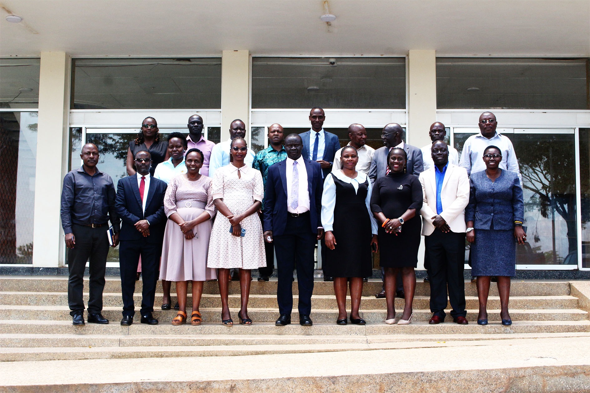 University officials and representatives of the Leaders in Teaching Program pose for a group photo after the partnership engagement