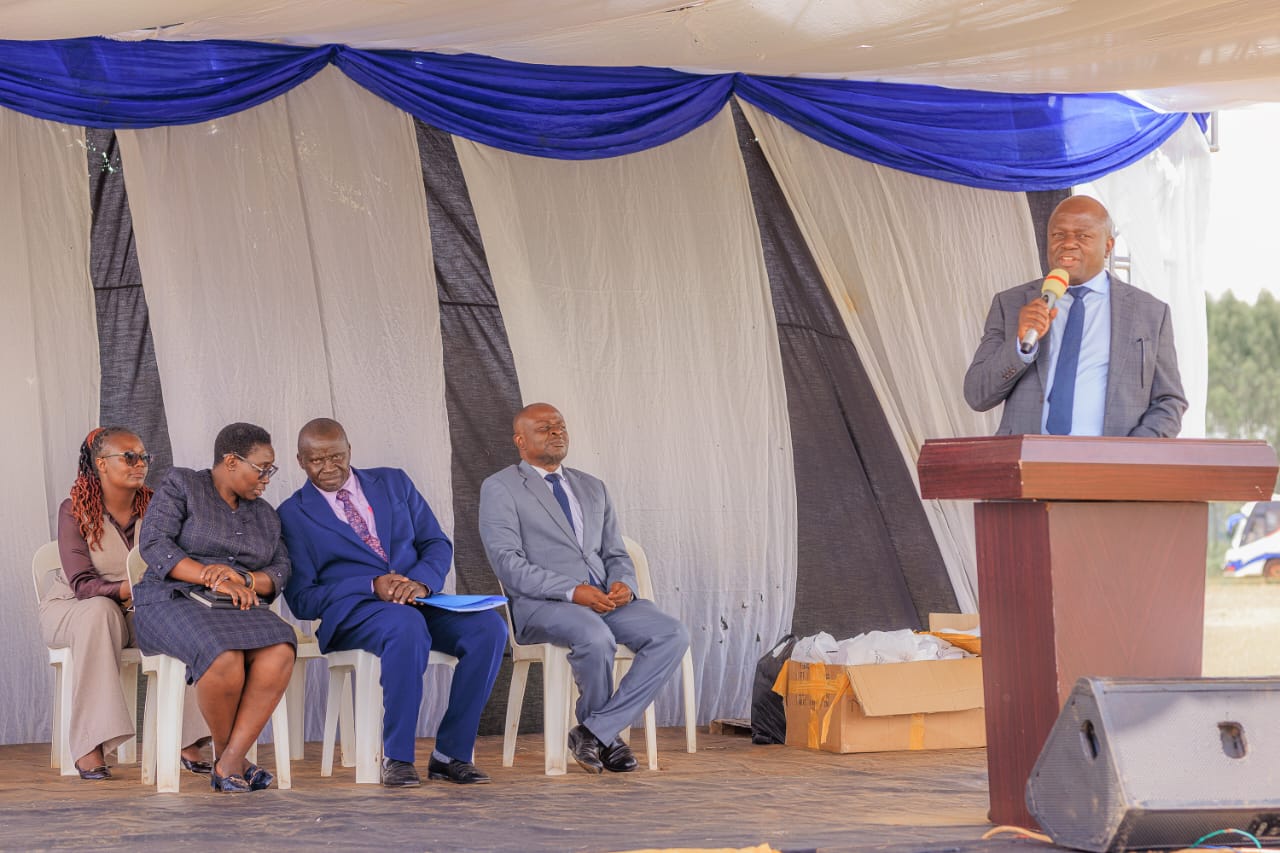 Dr. Philip Andrew Wabulya speaks to students during the Careers Fair at Busitema University.