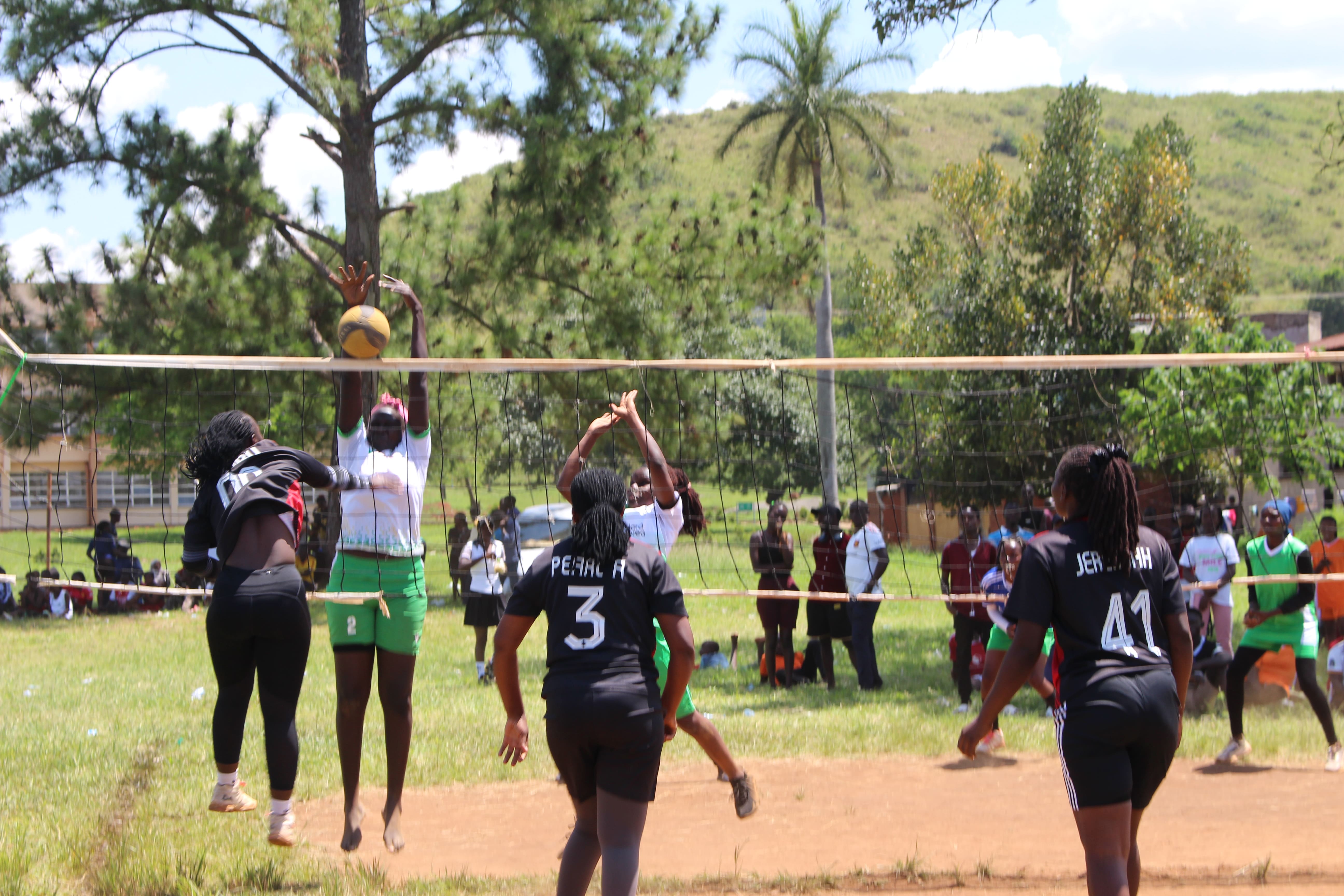SPIKING FOR EXCELLENCE: Female student-athletes from Busitema University’s Six Campuses battle for dominance during a high-intensity volleyball match at the 2nd Annual Sports Gala held in March 2026.