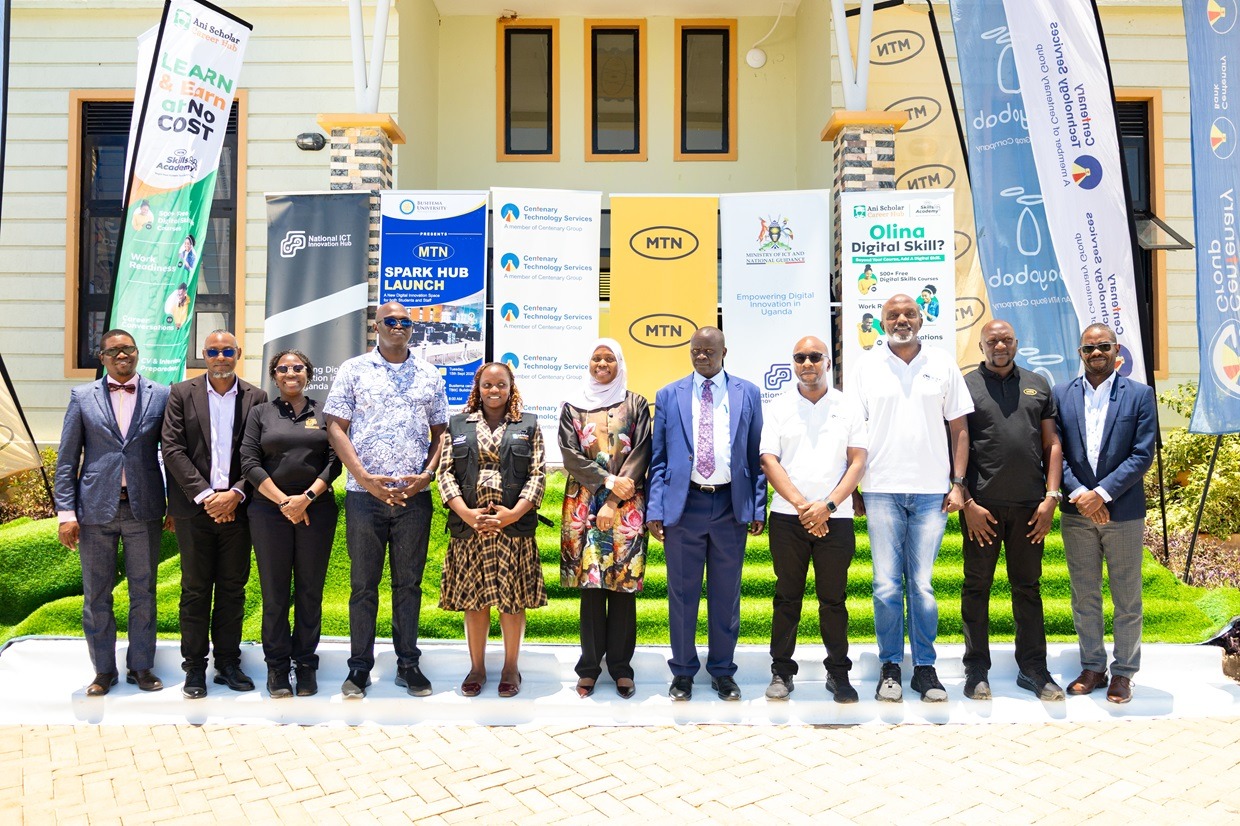 Busitema University leaders, government officials, representatives of MTN Uganda Foundation and Cente-Tech, students and other partners pose for a group photograph after the official launch of the MTN Spark Hub at Busitema Campus on 15 September 2026.