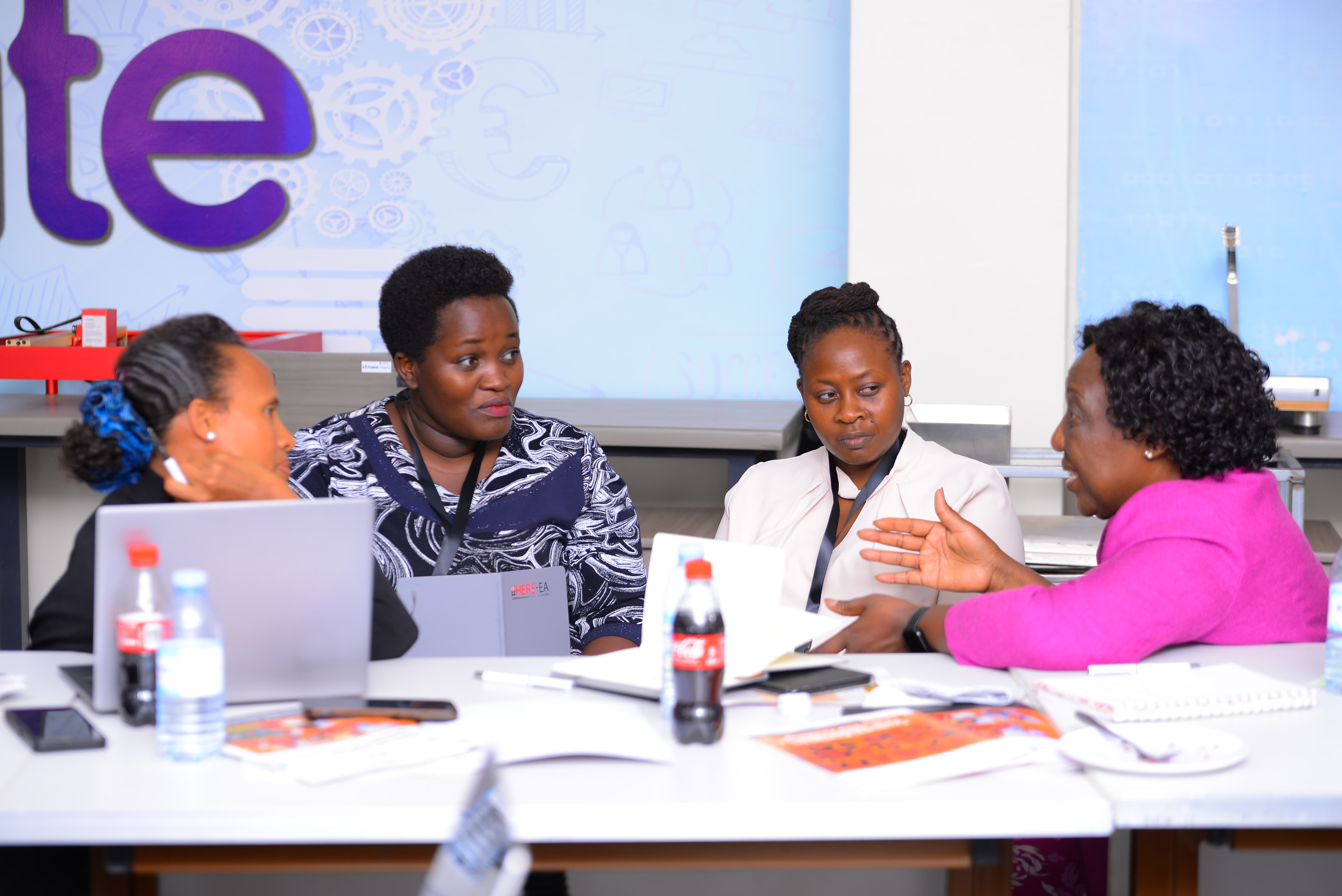 Participants engage in a collaborative group discussion during the 9th HERS-East Africa Leadership Academy, exchanging ideas on strategic leadership, institutional governance and advancing women’s leadership in higher education.
