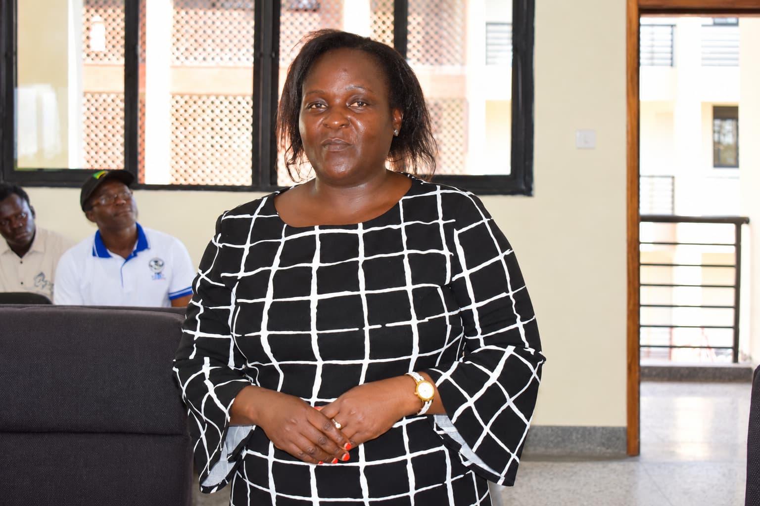 Ms. Juliet Erumbi, Principal Accountant, guides international students on University payment procedures and financial considerations during the orientation at Namasagali Campus.
